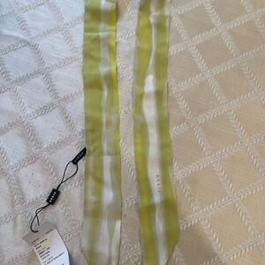 Akris Green Yellow and White Silk Narrow Scarf, NWT